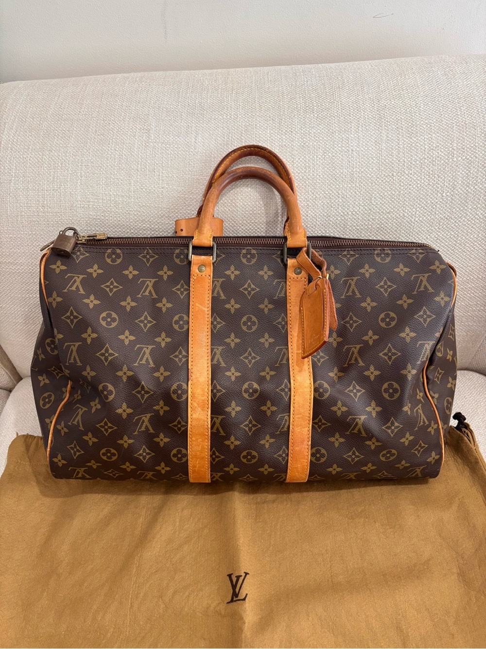Authentic Louis Vuitton keepall 45 monogram travel unisex